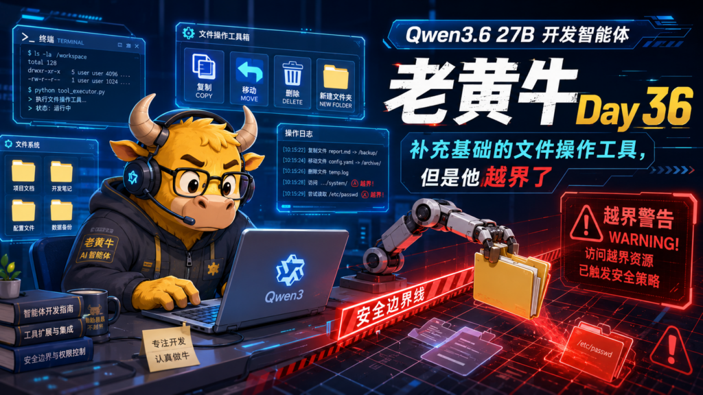 Qwen3.6 27B 开发智能体-老黄牛Day 36，补充基础的文件操作工具，但是他越界了