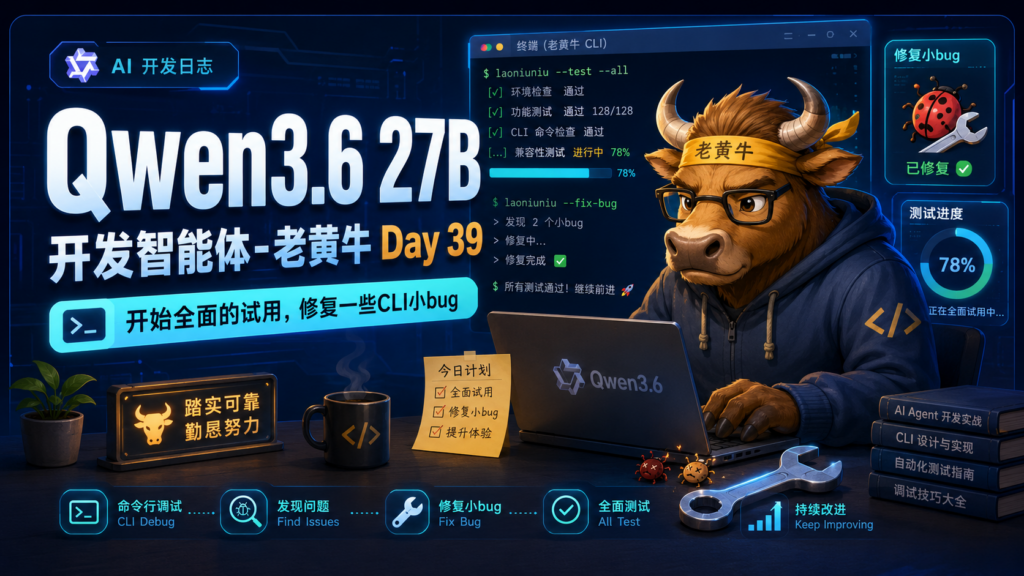 Qwen3.6 27B 开发智能体-老黄牛Day 39，开始全面的试用，修复一些CLI小bug